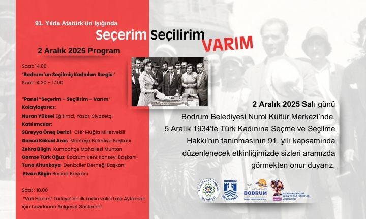 2 Aralık Türk Kadınına Seçme ve Seçilme Hakkı’nın Tanınmasının 91. Yılına Özel Program